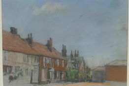 Bernard Sickert, village street with horse, (Abbott & Holder, label verso), coloured chalk