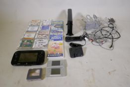 Nintendo Wii U; a DS lite, games etc