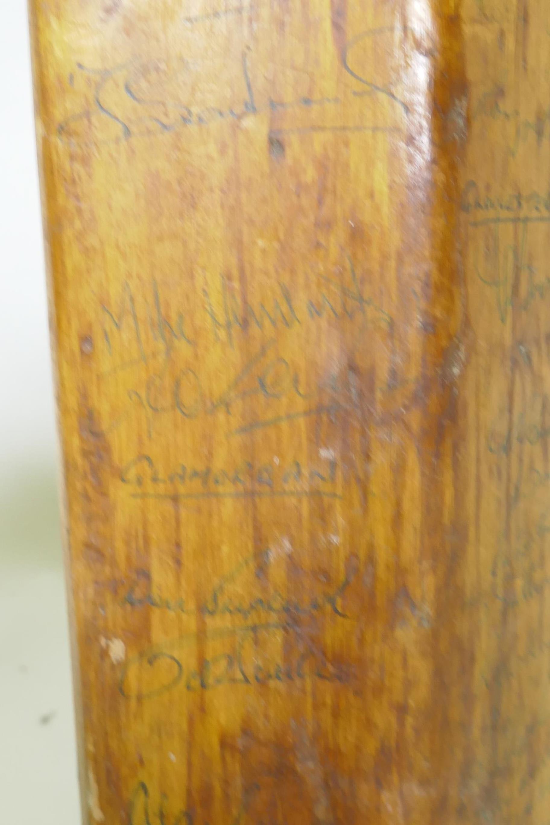 A Slazenger cricket bat, signed with players autographs, Pakistan 1971, Derbyshire, Surrey, - Image 6 of 10