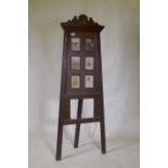 A Victorian oak easel photo frame, 152cm high