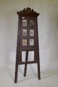 A Victorian oak easel photo frame, 152cm high