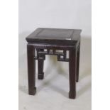 A Chinese hardwood side table, 41 x 41cm, 50cm high