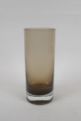 A Whitefriars smoked glass vase, 24cm high