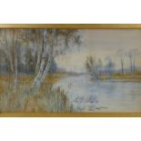 Robert Winchester Fraser, autumnal river scene, inscribed 'On the Kennet', signed watercolour, 32