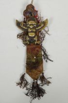 A Tibetan brass Garuda pendant/totem, 23 x 10cm