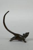 A Japanese style bronze okimono rat, 7cm high