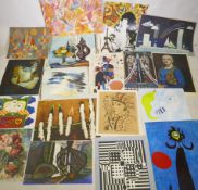 A folio of good quality art prints, to include works by Picasso, Miro, Vasarely, Renoir, Kandinsky