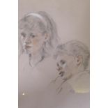 Maurice Braley, study of a boy and girl, signed, chalk on paper, 24 x 33cm