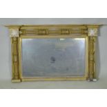 A Regency giltwood and composition over mantel mirror with anthemion decoration and original glass
