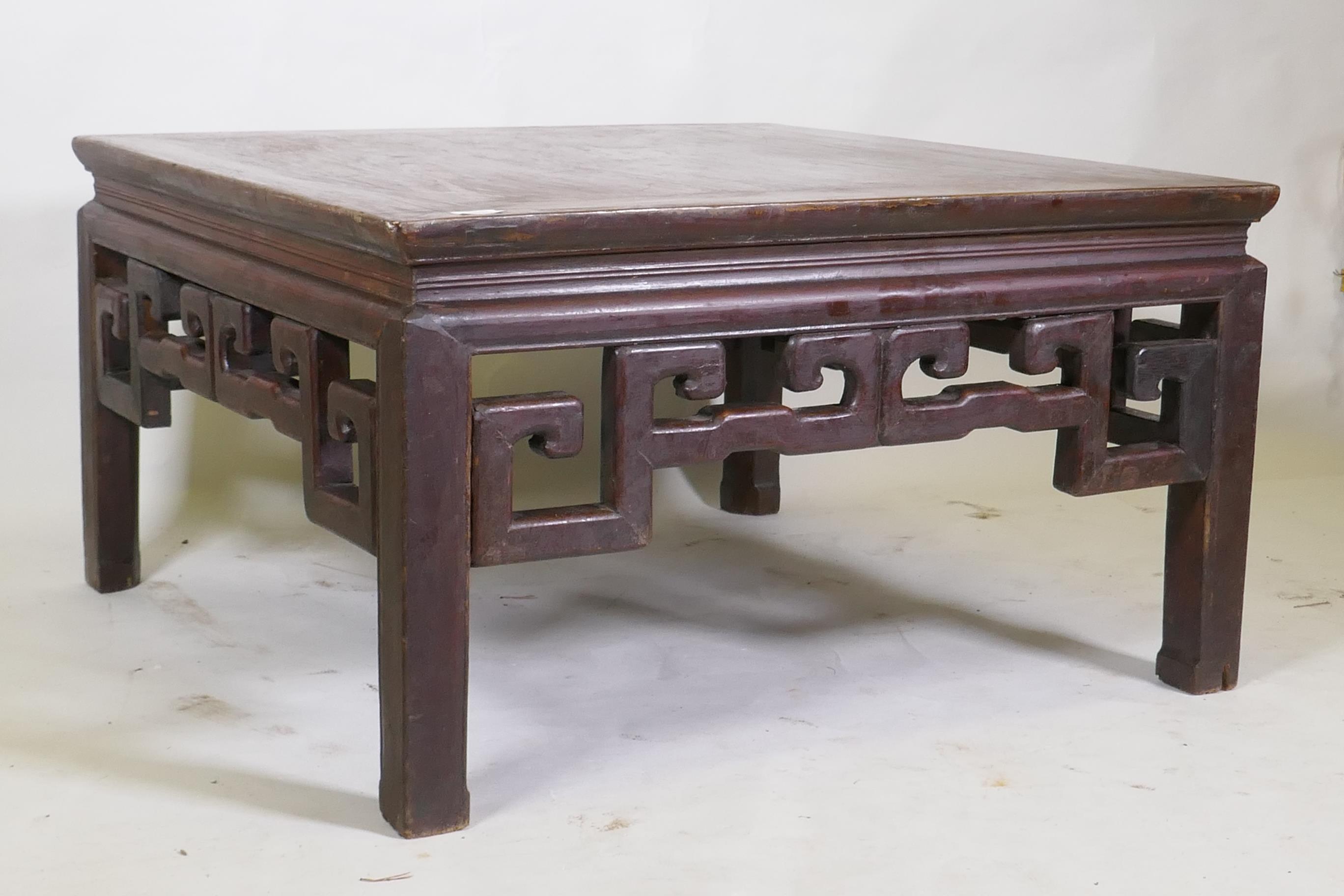 A Chinese hardwood coffee table/opium table, 91 x 91cm, 50cm high - Image 2 of 3