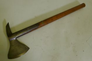 A C19th British Navy tomahawk/boarding axe, marked W. Gilpin, C and M, 1890, with crows foot, No 7