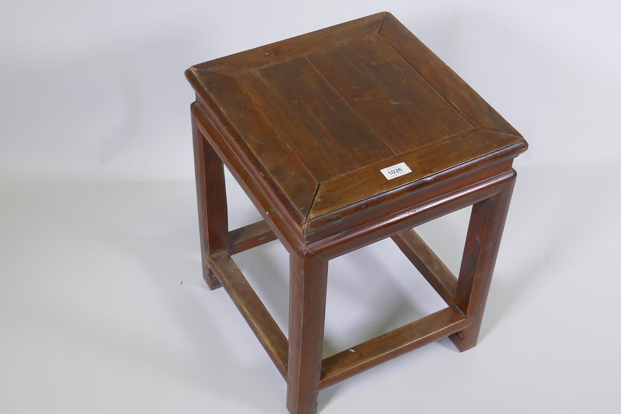 A Chinese elm side table,  38 x 38cm, 50cm high - Image 2 of 2