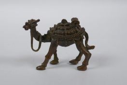 An oriental bronze camel, 7cm high