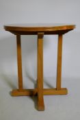 An early / mid century golden oak occasional table, stamped AM, Air Ministry, 61cm diameter, 65cm