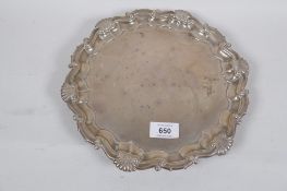 Silver tray, Goldsmiths, 1900, 27cm diameter, 588g