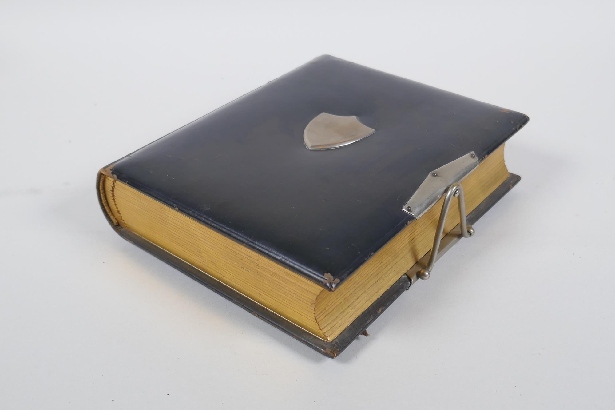 A Victorian tooled leather photograph album with silver plated mounts, 17 x 20cm - Image 2 of 4