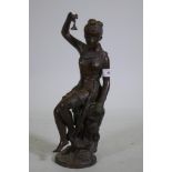 A bronze figure of Diana the huntress, unsigned, unsigned, 43cm high