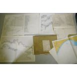 A large quantity of of 1960s marine charts of the Mediterranean, 104 x 71cm