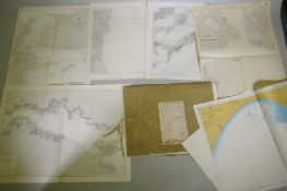 A large quantity of of 1960s marine charts of the Mediterranean, 104 x 71cm