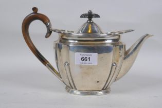 English silver teapot, Goldsmiths, 1905, 654g