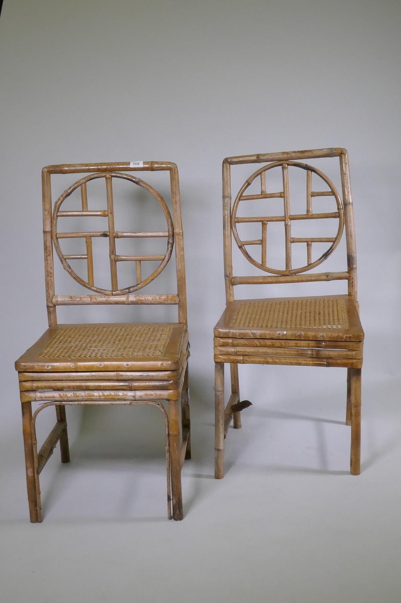 A pair of Chinese bamboo side chairs, AF - Image 2 of 2