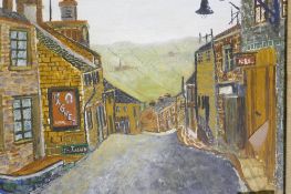 Martin Kenneth Langer, Haworth High Street, Yorks, labelled verso, Royal Academy exhibition 1972