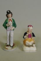 A C19th Staffordshire temperance double sided figure of a Gin and Water drinker, 22cm high, and