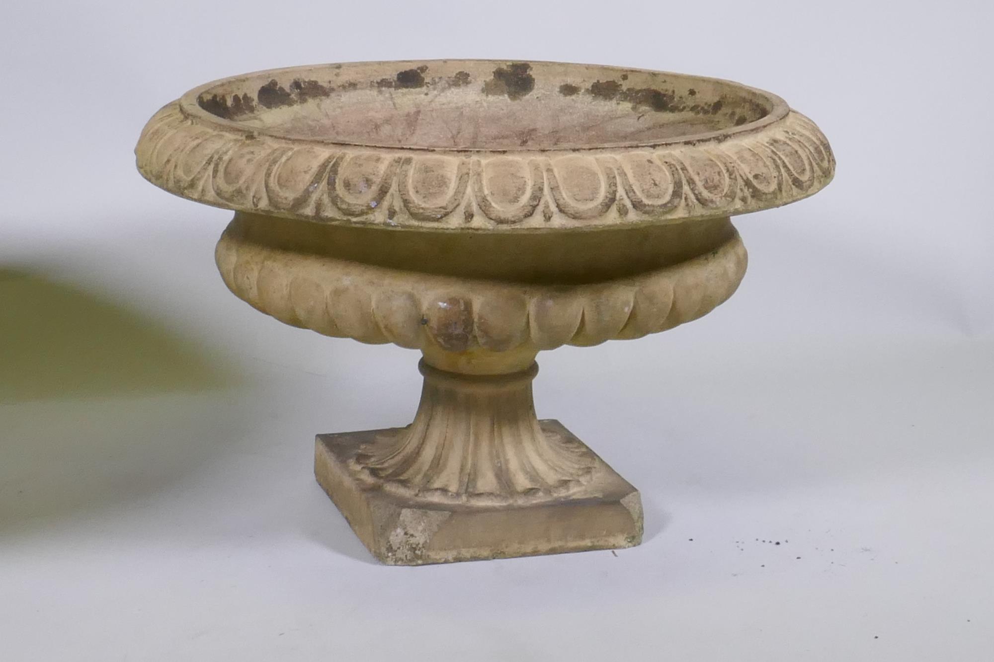 A pair of vintage terracotta campagna garden urns, 57 x 34cm - Image 3 of 7