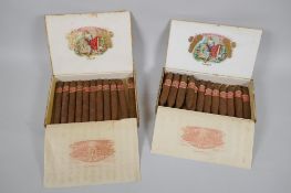 A box of vintage Rodriguez Arguelles y Cia, Alvarez y Garcia, Romeo y Julieta, Seneca Havana cigars,