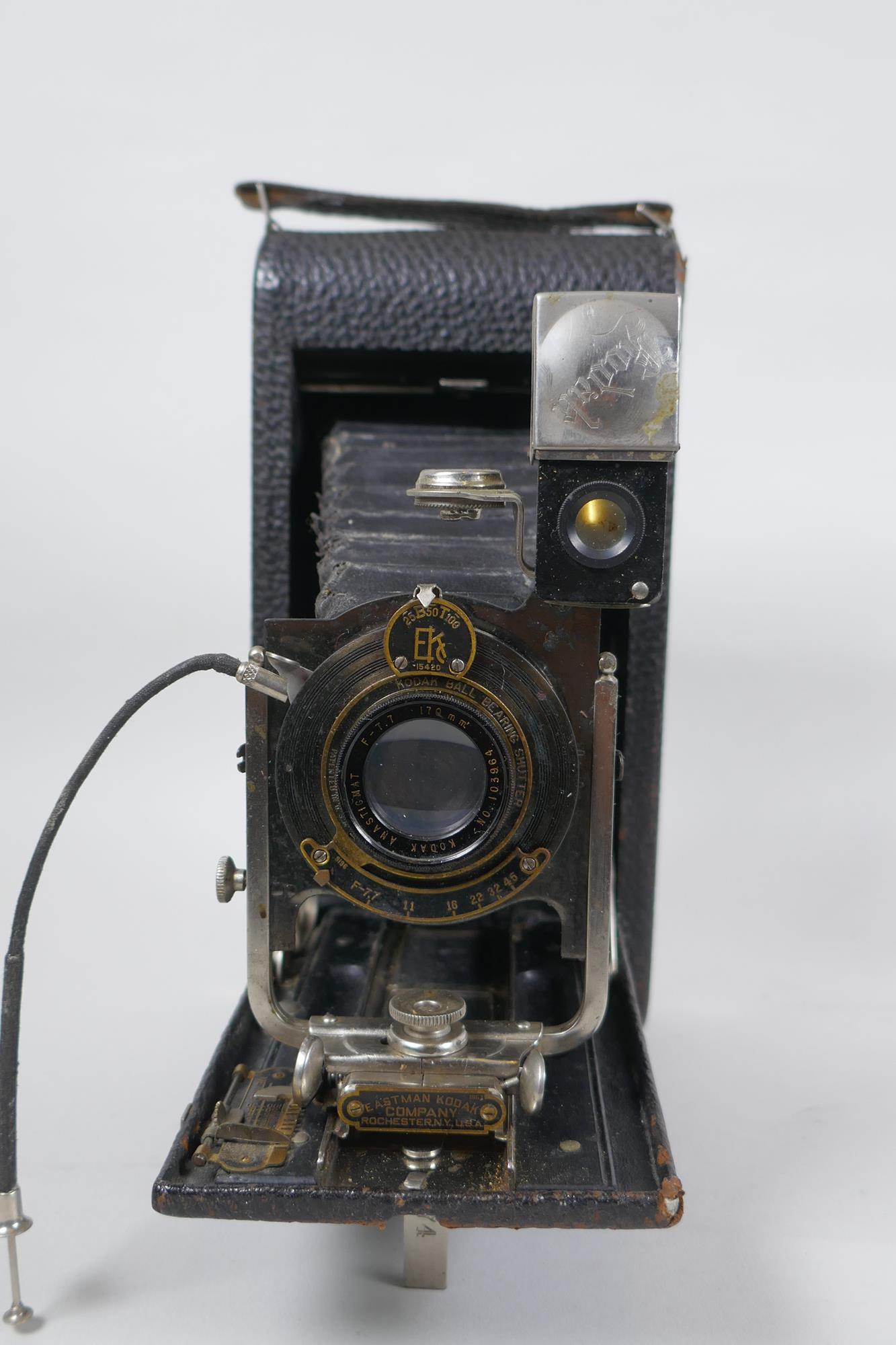 Three early C20th medium and large format cameras including a Kodak No.3A Autographic, a Houghton - Image 3 of 7