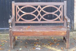 A hardwood garden bench, 123cm wide