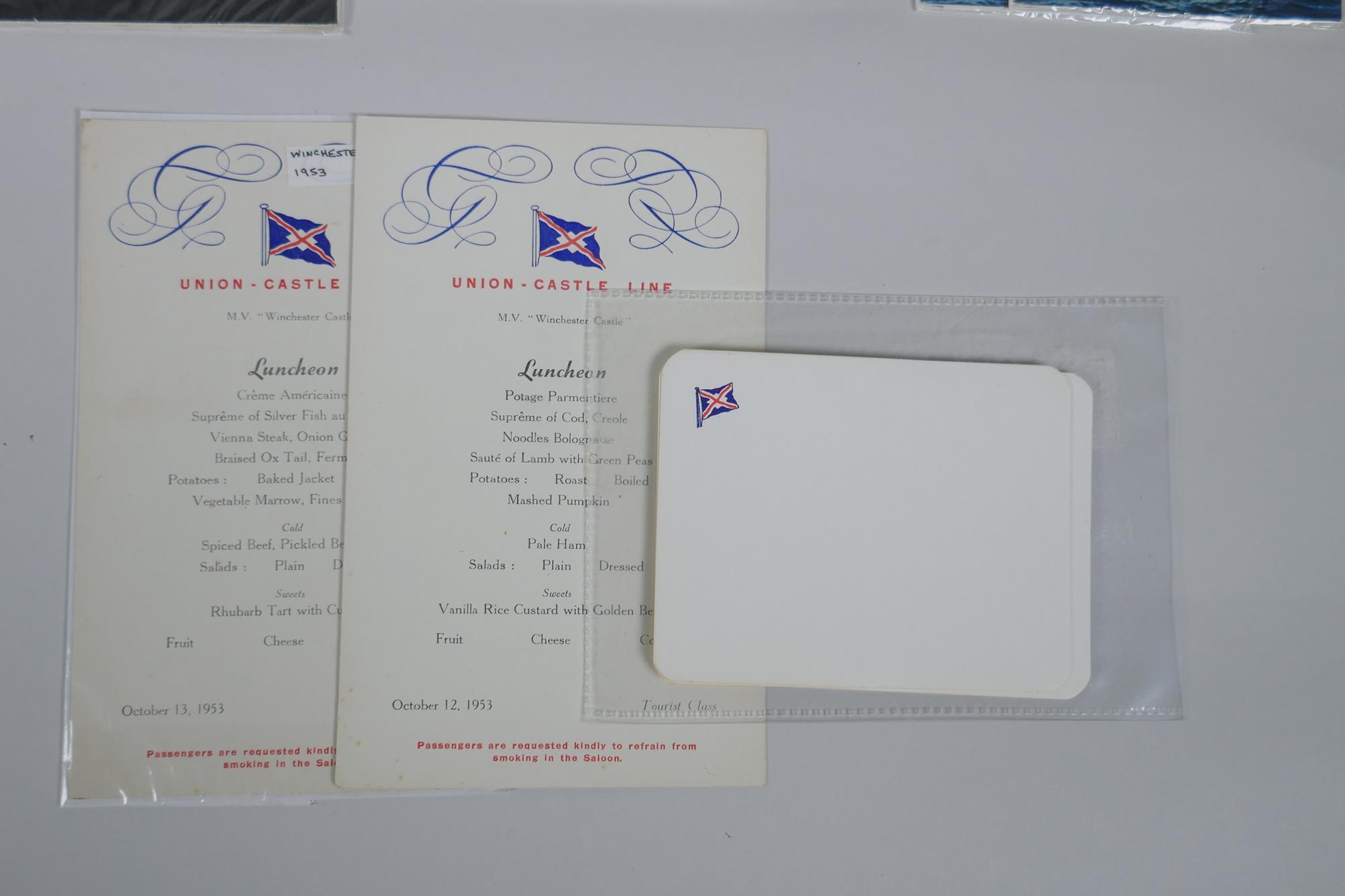 A quantity of mid C20th cruise menus and brochures relating to the Union Castle line, largest 19 x - Image 2 of 6