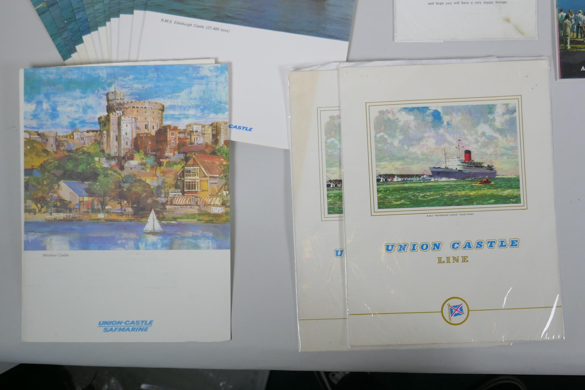A quantity of mid C20th cruise menus and brochures relating to the Union Castle line, largest 19 x - Image 3 of 6