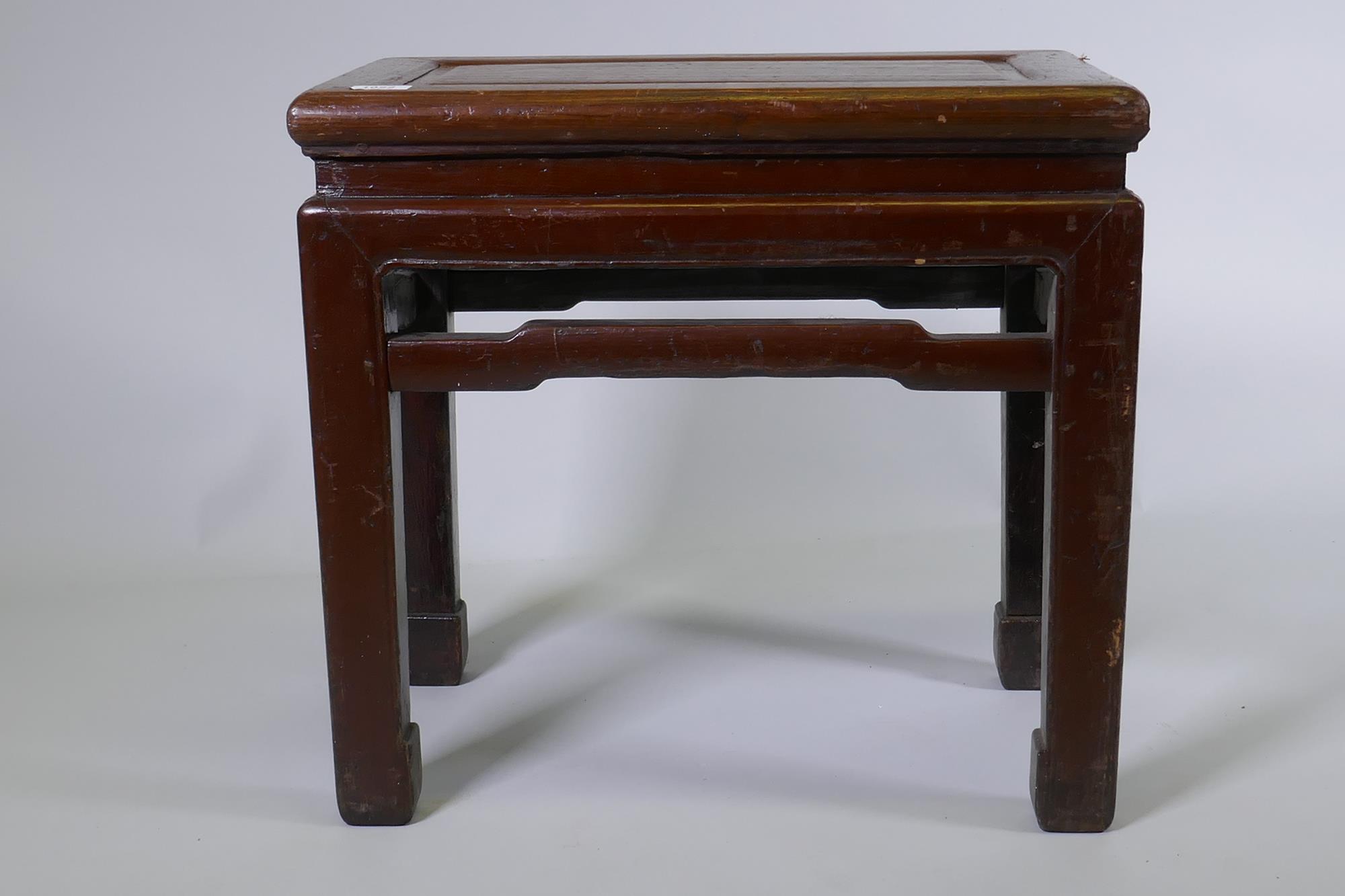 A Chinese elm occasional table, 54 x 33cm, 50cm high - Image 2 of 3