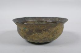 An eastern simplistic white metal bowl, 11cm diameter