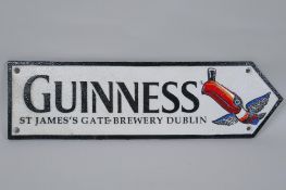 A painted cast iron 'Guinness Brewery' road sign, 38 cm x 11cm
