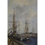 F. J. Sang, Docks at Sunderland, 8th June 1902, signed, inscribed verso 'my birthday', oil on