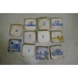 Eleven C18th Delft tiles