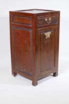 A Chinese lacquered wood cabinet with a single drawer, 44 x 44cm, 86cm high