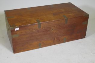 A late C19th Anglo Indian camphorwood campaign chest with brass mounts and military style handles