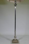 An electroplated Corinthian column standard lamp, 145cm high