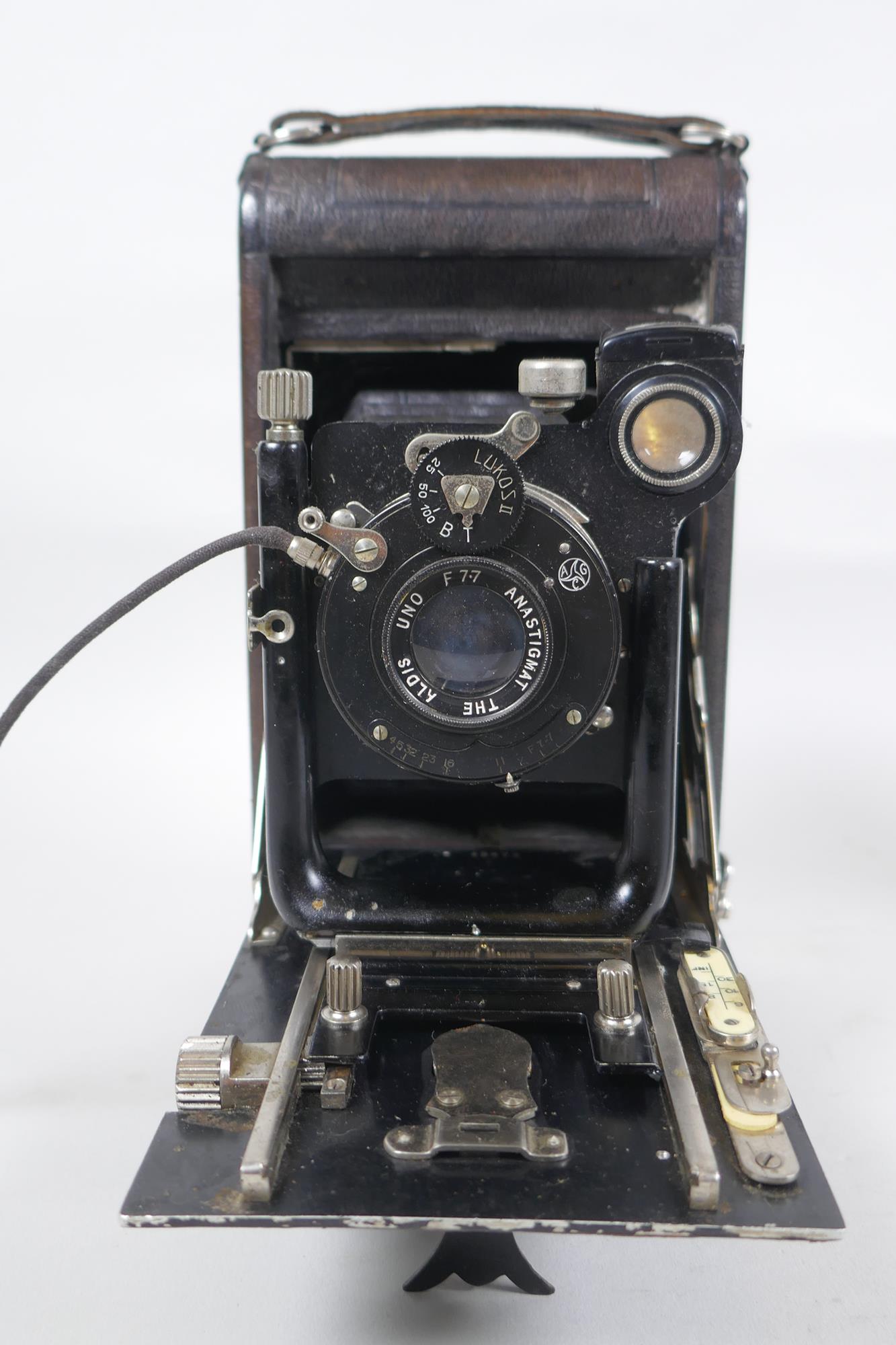 Three early C20th medium and large format cameras including a Kodak No.3A Autographic, a Houghton - Image 6 of 7