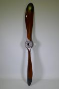 A vintage style wooden aeroplane propeller, 200cm long