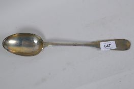 An C18th French silver basting spoon, c1760, maker VC, 31cm long, 140g