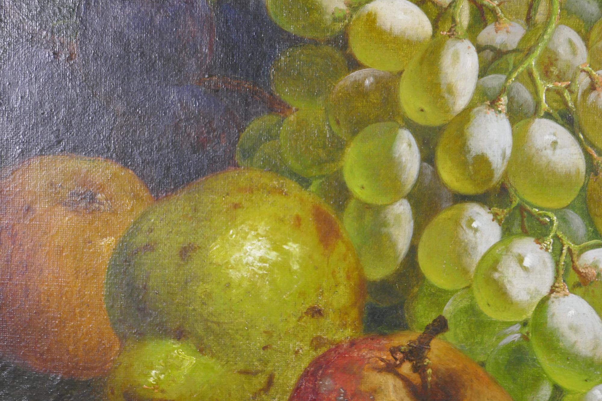 Still life, fruit, indistinct monogram and date 1871, TB (Thomas Bates?), C19th oil on canvas, 61 - Image 4 of 6
