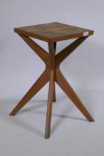 An early / mid C20th oak occasional table, 34 x 34cm, 59cm high