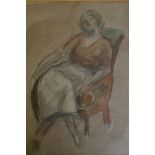 Jean Marchand, woman in a chair, unsigned, inscribed verso, provenance: Crane Kalman Gallery, from