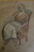 Jean Marchand, woman in a chair, unsigned, inscribed verso, provenance: Crane Kalman Gallery, from