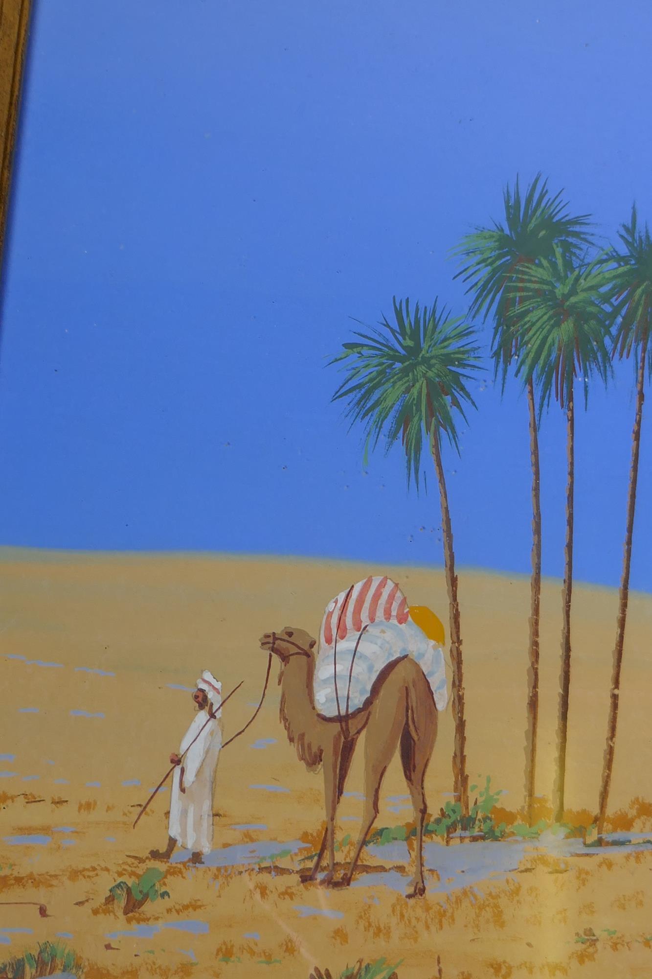 M. Dean, five desert landscapes with Arabs and camels, gouache on paper, largest 45 x 33cm - Image 6 of 8