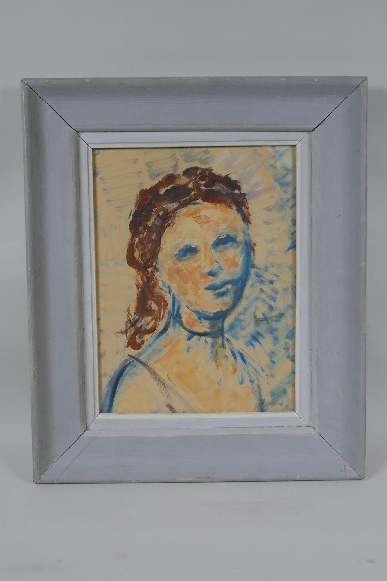 Sidney Horne Shepherd, portrait of a young lady, signed Shepherd, oil on paper, 28 x 21cm - Image 3 of 3